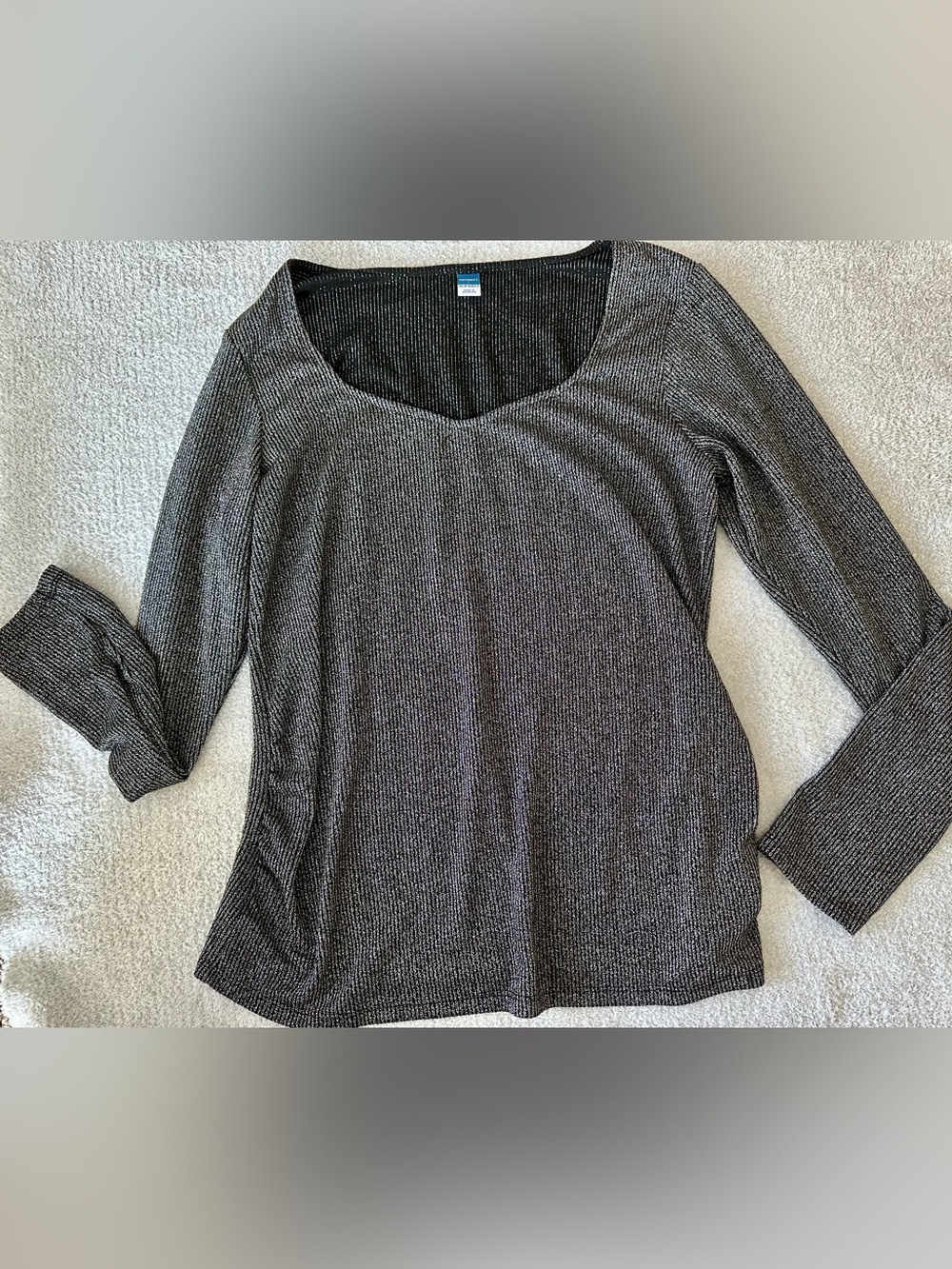 Old Navy Maternity Black Shimmery Ribbed Long Sleeve Top